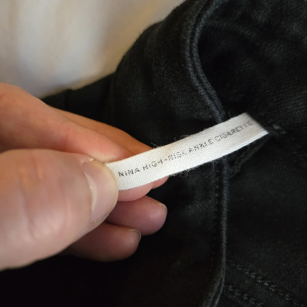 Rag & Bone sz 24 Nina High Rise Ankle Cigarette black jeans with frayed hem - Picture 3 of 13